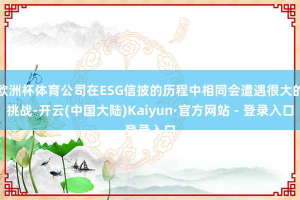 欧洲杯体育公司在ESG信披的历程中相同会遭遇很大的挑战-开云(中国大陆)Kaiyun·官方网站 - 登录入口